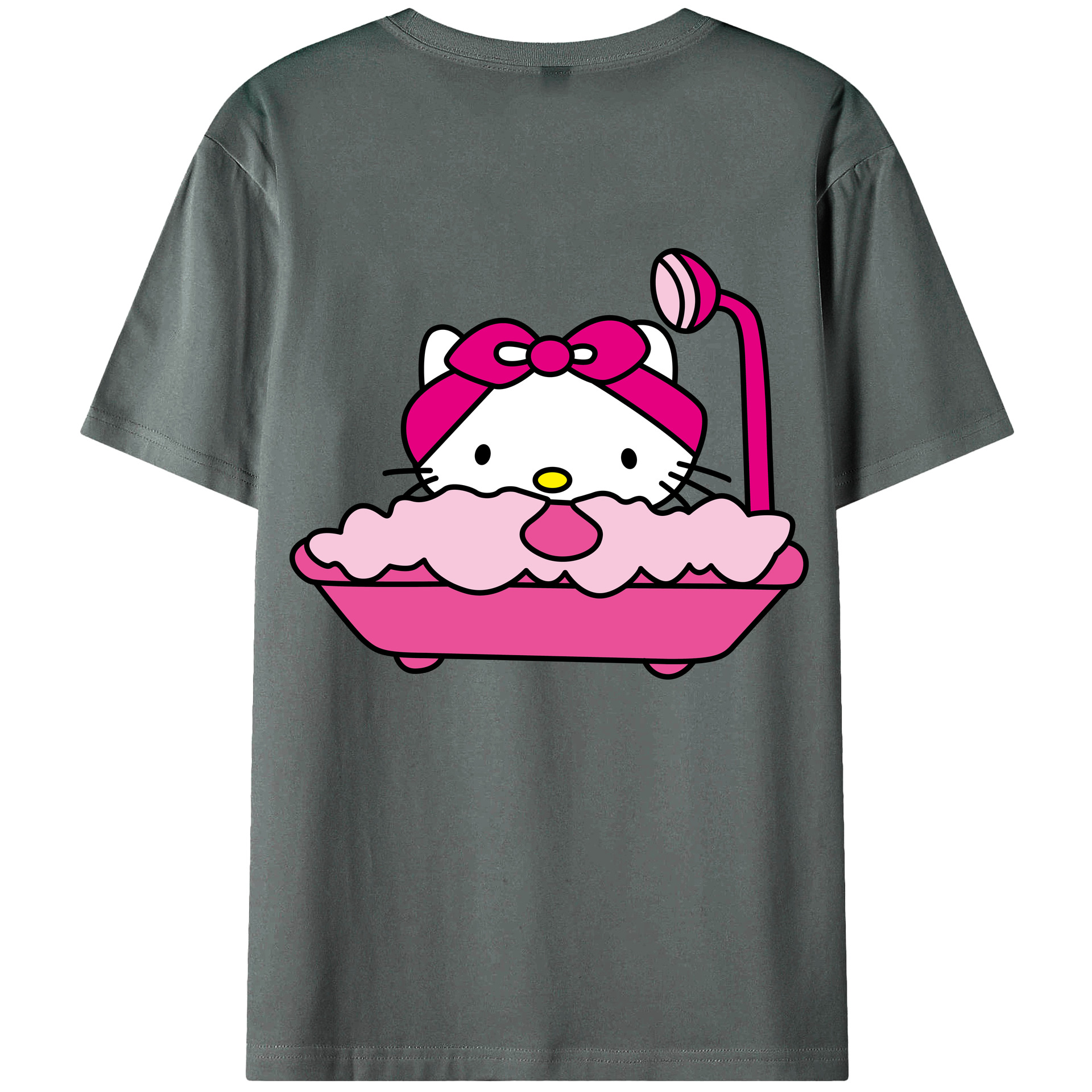 （画像用） Hello Kitty ハローキティ 綿100％ メンズ半袖Tシャツ（バックプリント） 通気性